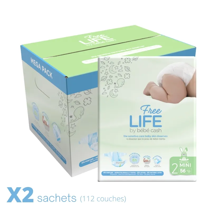 COUCHE BEBE FREELIFE T2 MINI 3-6KG SACHET DE 56 3.webp