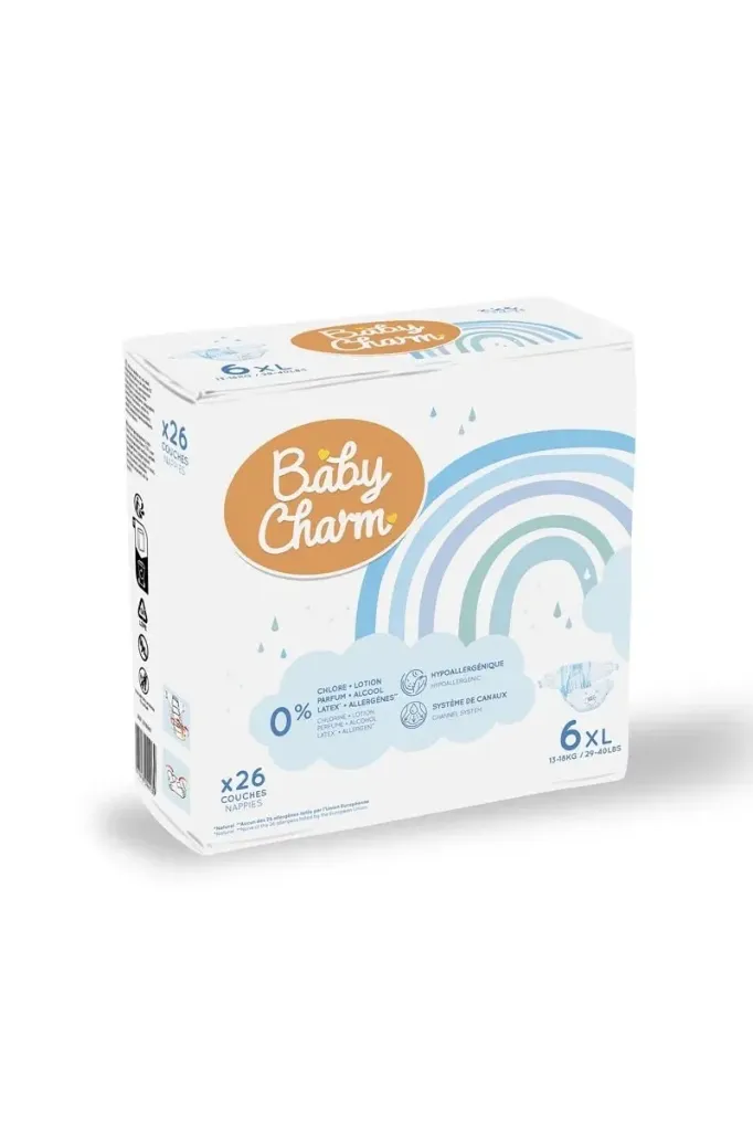 Couche Bébé Babycharm N°6 XL 13-18Kg Sachet de 26 Couches