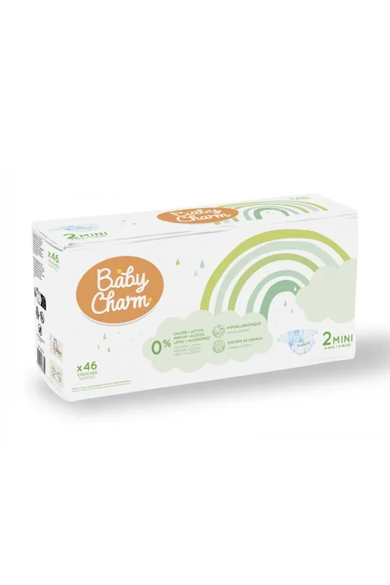 Couche Bébé Babycharm N°2 Mini 3-6Kg Sachet de 46 Couches