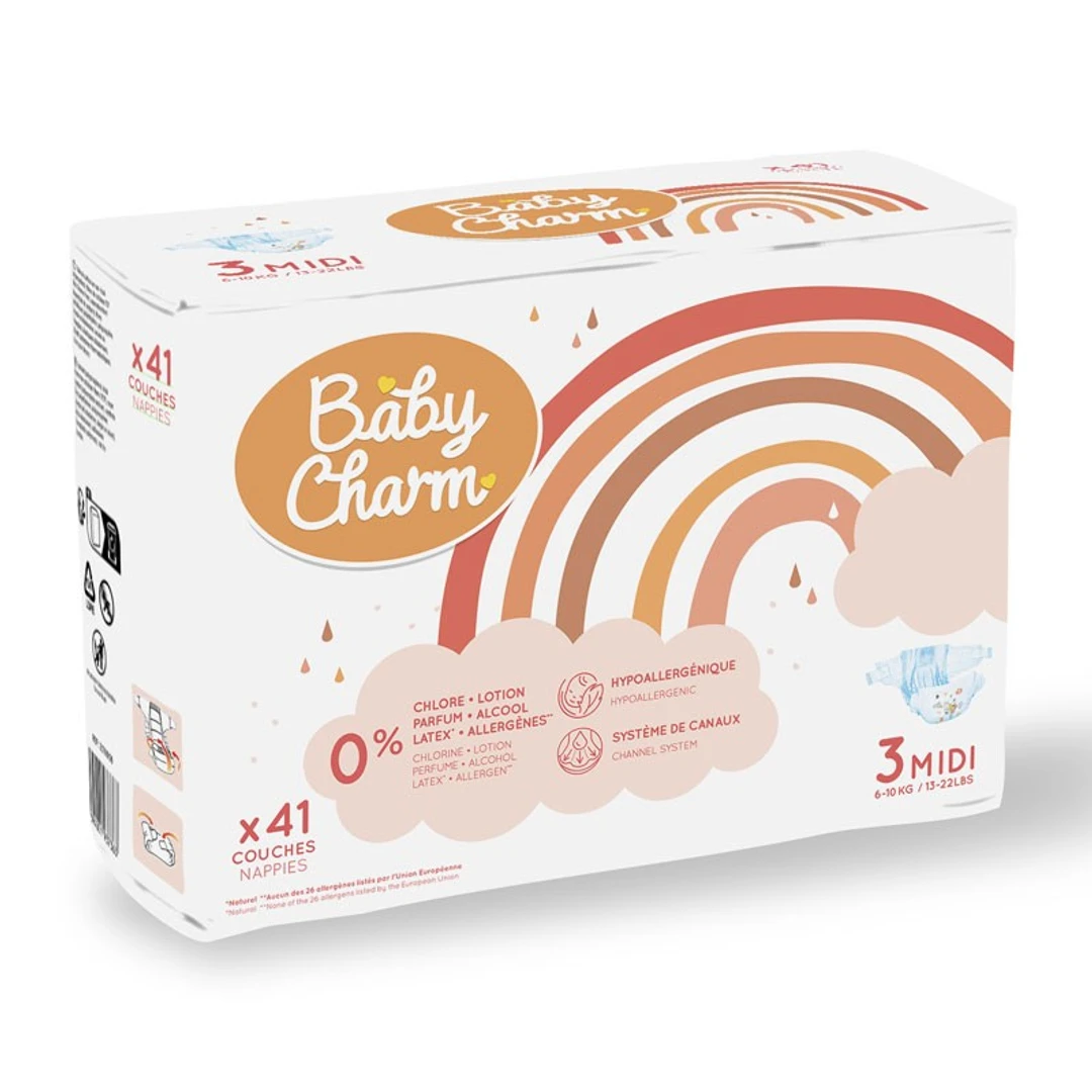 Couche Bébé Babycharm N°3 Midi 4-9Kg Sachet de 41 Couches