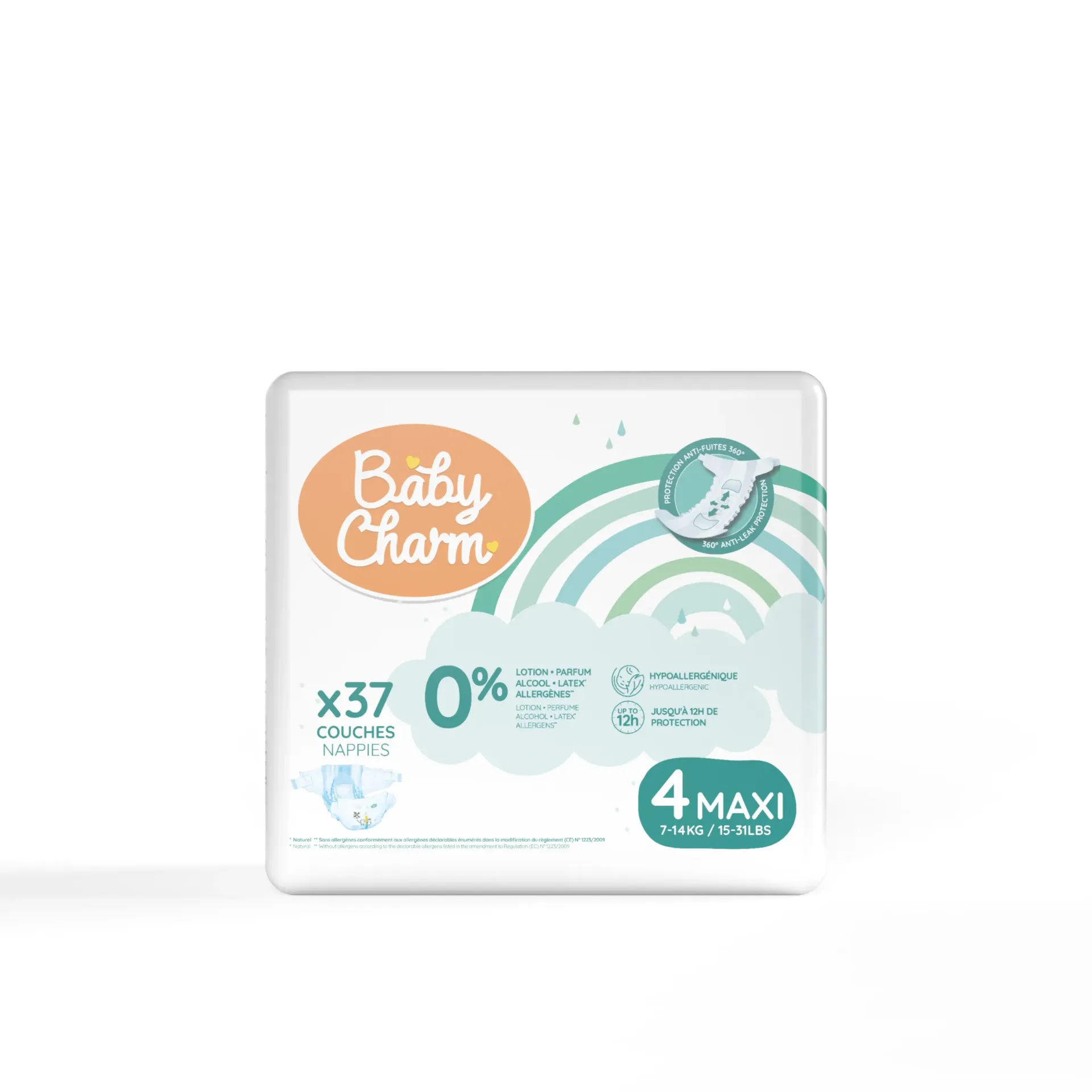 Couche Bébé Babycharm N°4 Maxi 7-14Kg Sachet de 37 Couches