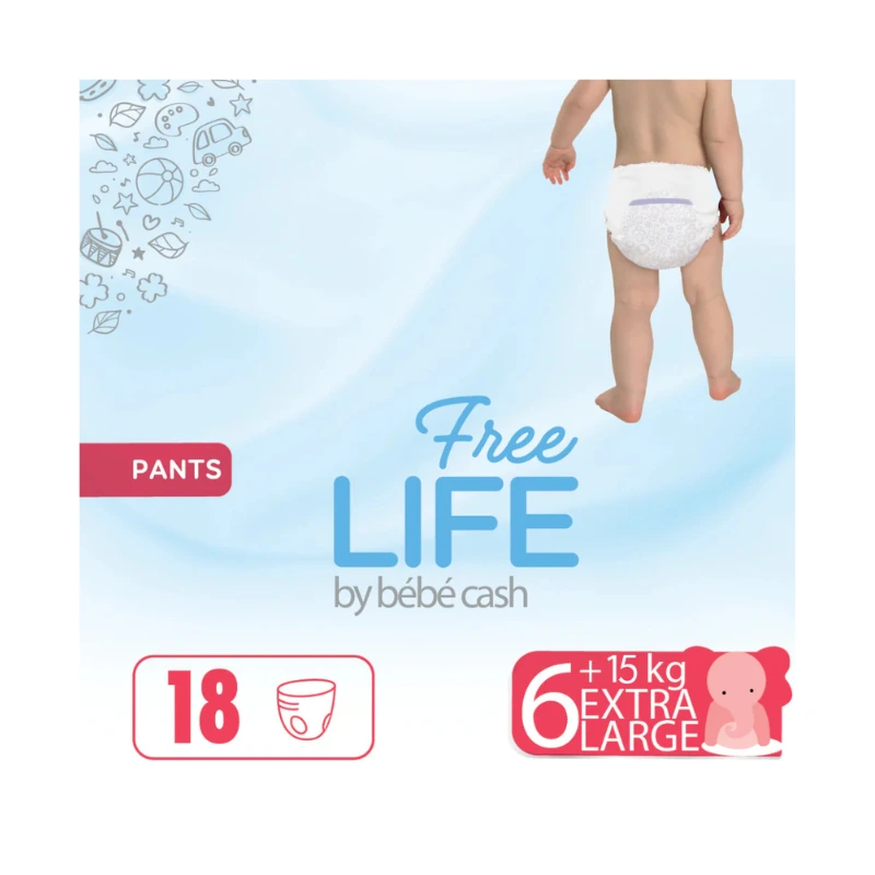 [CBC18+] Culotte Bébé Freelife N°6 XL +17Kg Sachet de 18 Pants