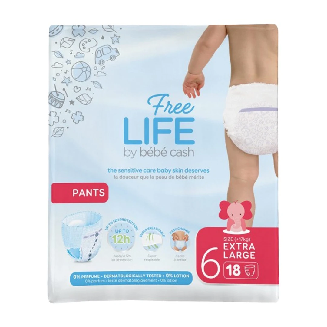 [CBC18+] Culotte Bébé Freelife N°6 XL +17Kg Sachet de 18 Pants