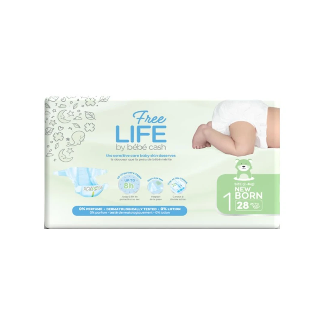 Couche Bébé Freelife N°1 Newborn 2-5Kg Sachet de 28 couches