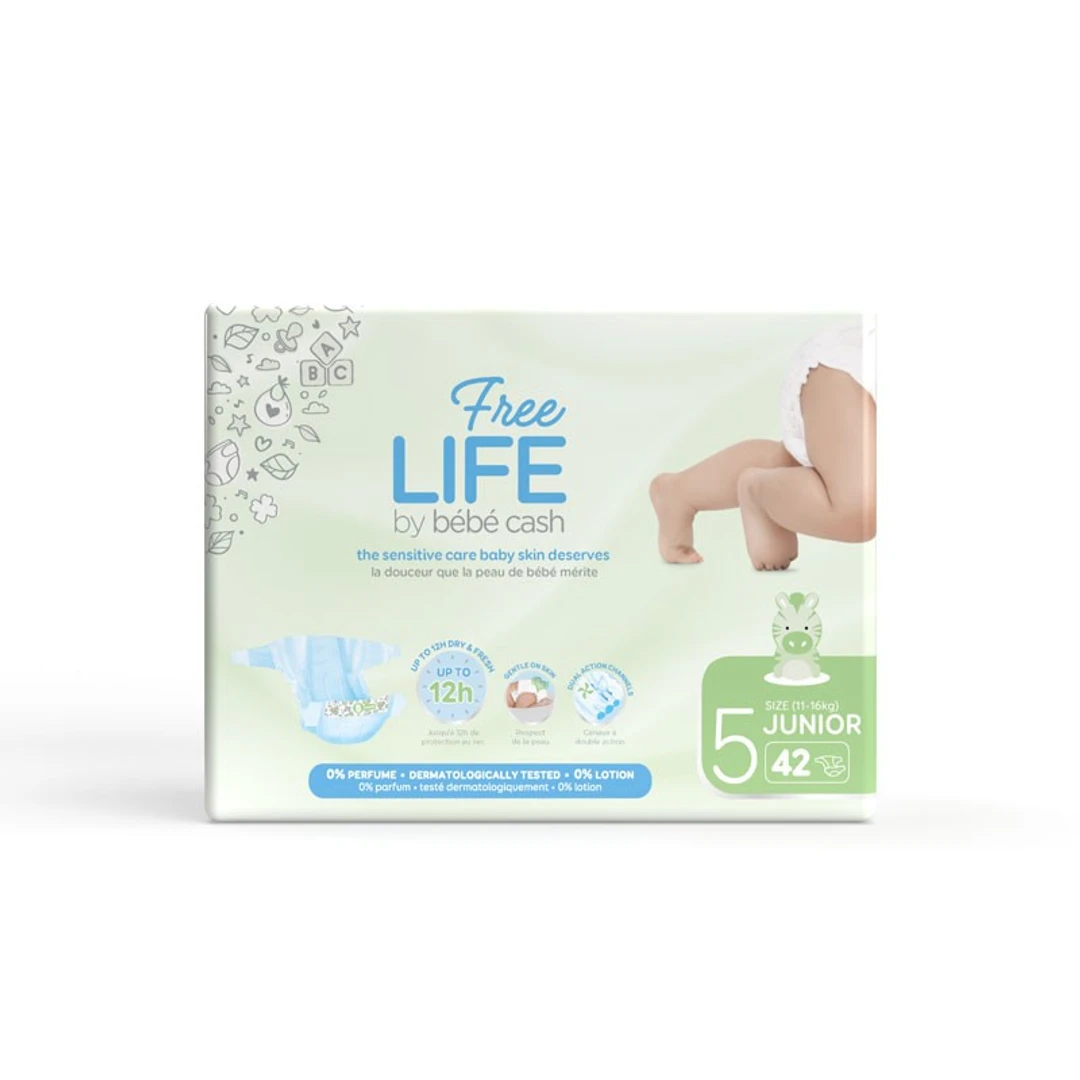 [CBCFJ11/16] Couche Bébé Freelife N°5 Junior 11-16Kg Sachet de 42 couches
