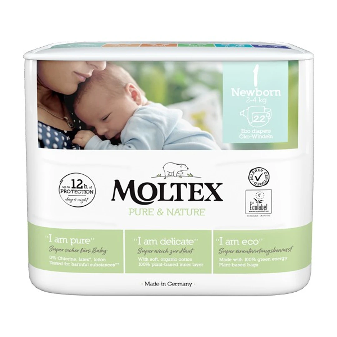 Couche Bebe Moltex T1 Newborn 2-4Kg Sachet de 22 Couches