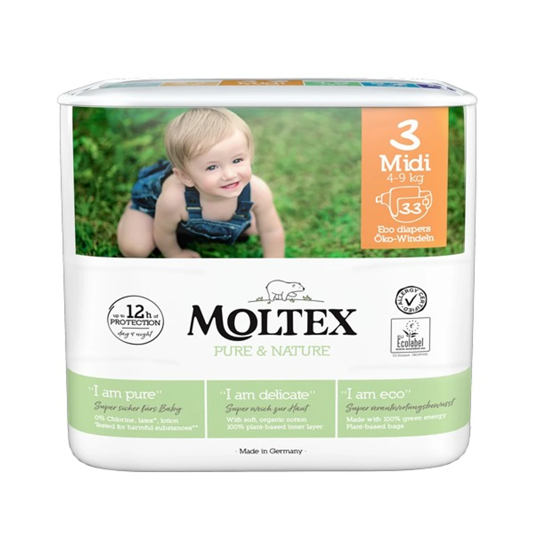 [CBMNM4/9] Couche Bébé Moltex N°3 Midi 4-9Kg Sachet de 33 Couches