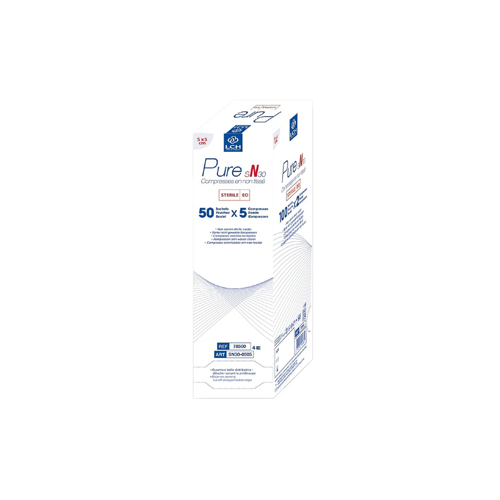 [CSNT05] Compresse Stérile Non Tissée 5X5cm 30Gr Boite de 50 Sachets de 5