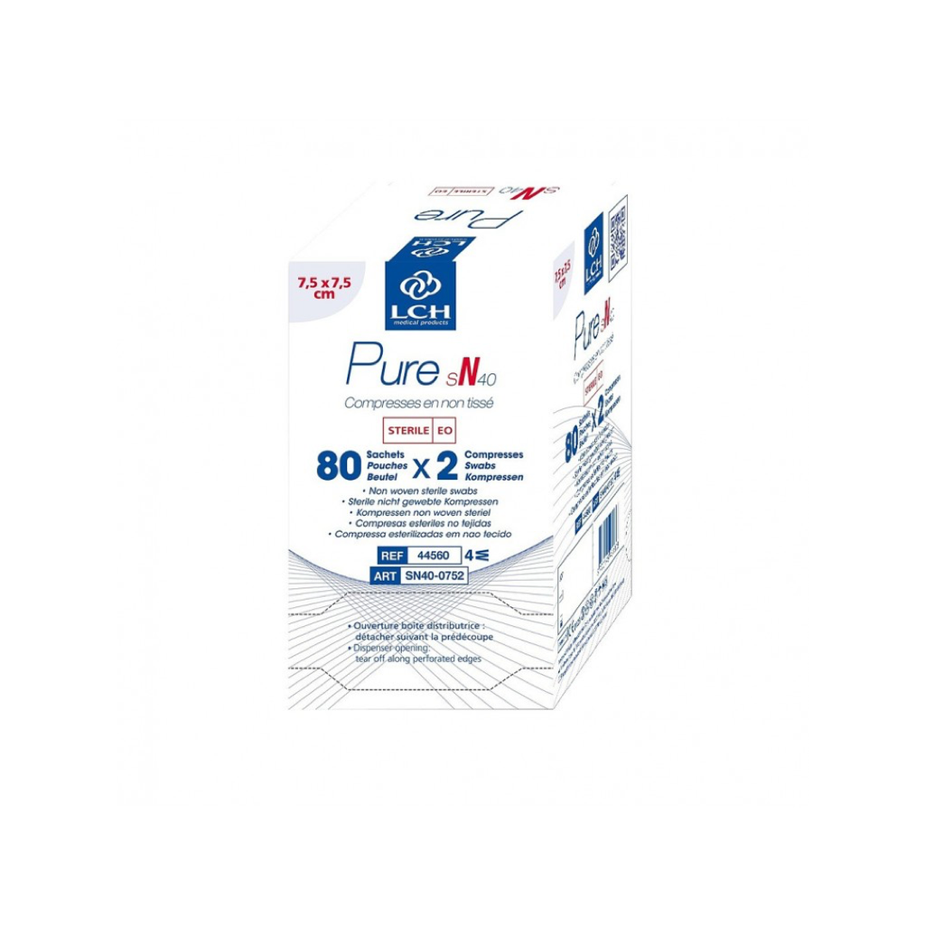 [CSNT75/2] Compresse Stérile Non Tissée 7,5X7,5cm 40Gr Boite de 80 Sachets de 2