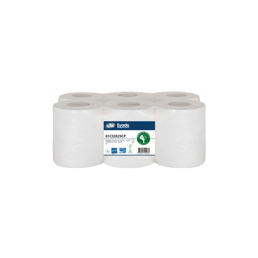 Essuie-Mains Bobine Dévidage Central 19.6x24cm 450 Formats Gaufré Le Rouleau