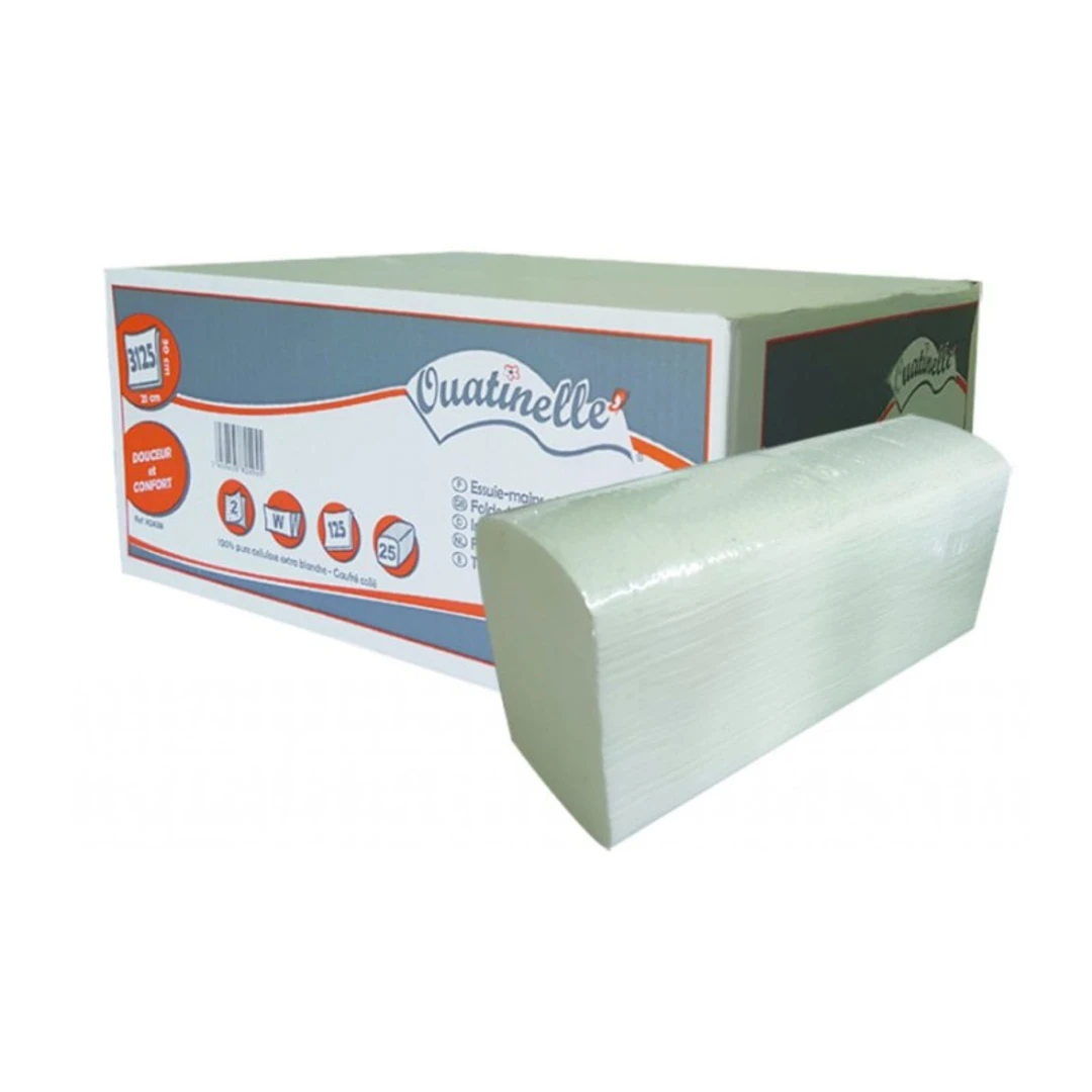[EMEOUATINELLE] Essuie-Mains Enchevêtré 21X30-2 Plis-Pliage W Ouatinelle 3125 Unités