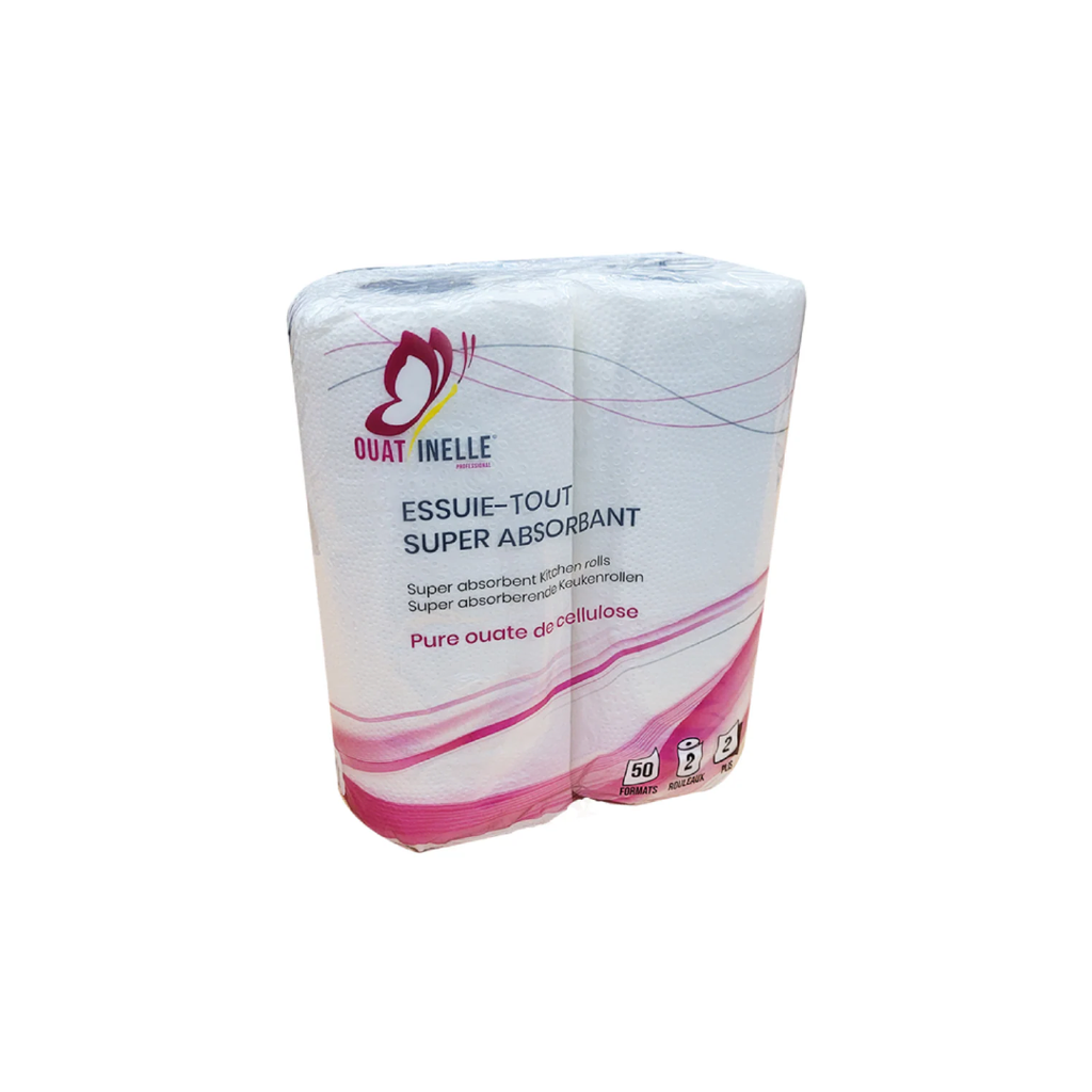 [EMX2] Essuie-Mains 23X22Cm 50Formats Gaufré Ouatinelle Sachet de 2 Rouleaux