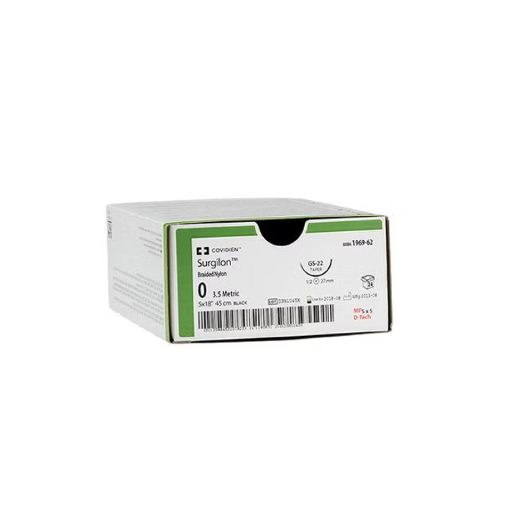 [FS3-019MM] Fil de Suture Non Résorbable Surgilon 3-0 45cm Aiguille 19mm l'unité