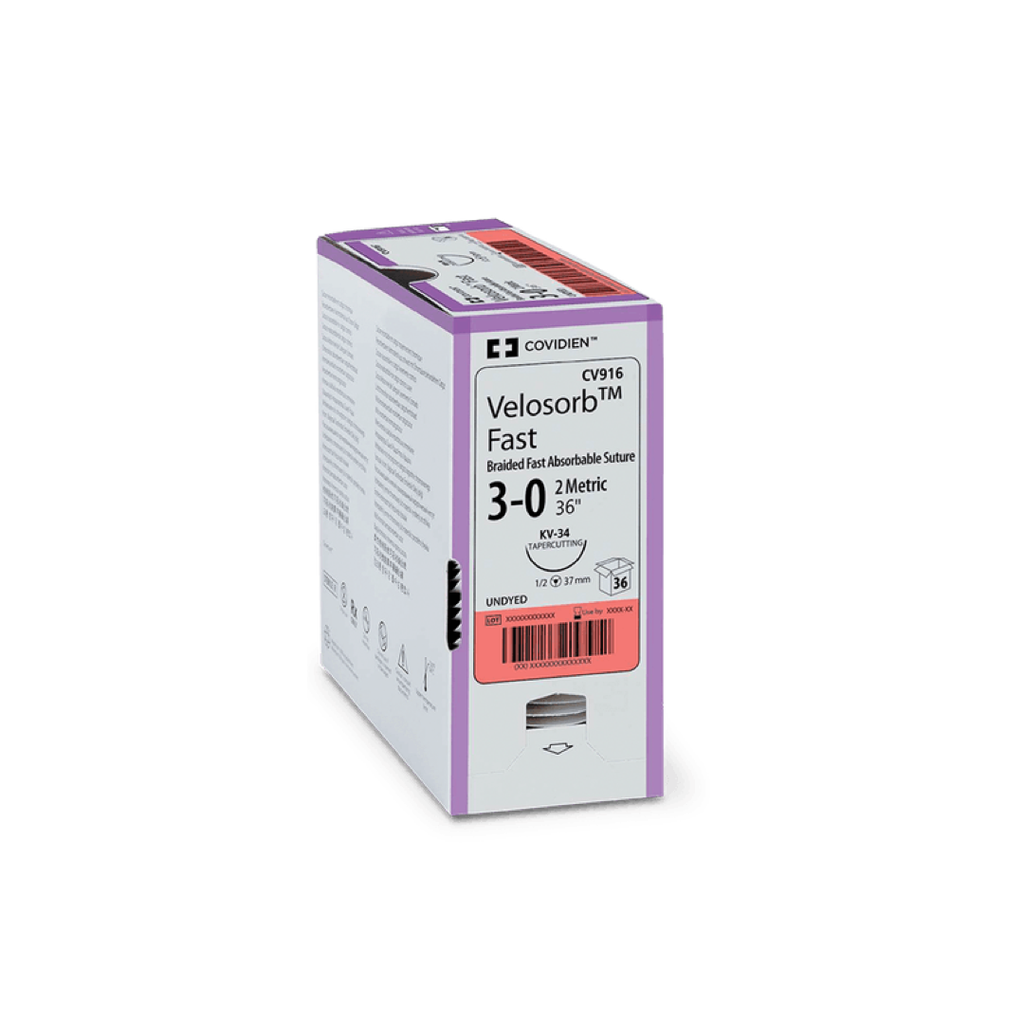Fil de Suture Résorbable Velosorb 2-0, 75cm Incolore Aiguille 24mm l'unité