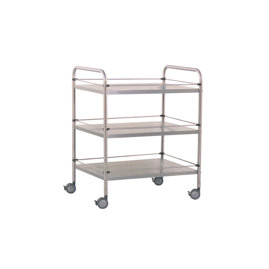 [GI2PG] Gueridon Inox 2 Plateaux Avec Galeries 70X50X80 Holtex