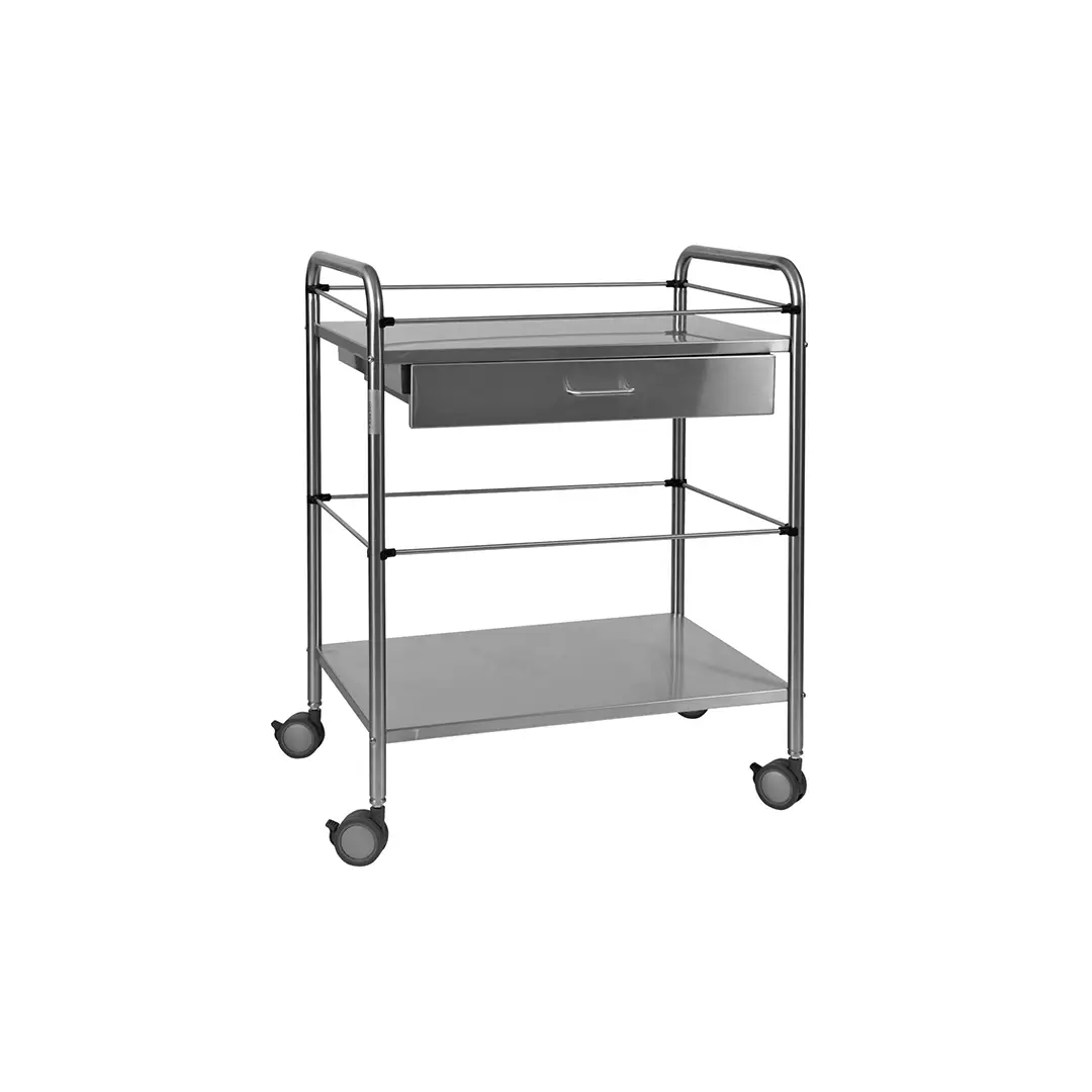 Guéridon Inox 2 Plateaux Avec Galeries 60X40X80cm