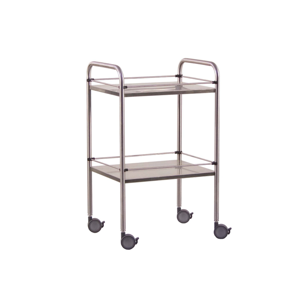 Guéridon Inox 2 Plateaux Avec Tiroir 60X40X90cm