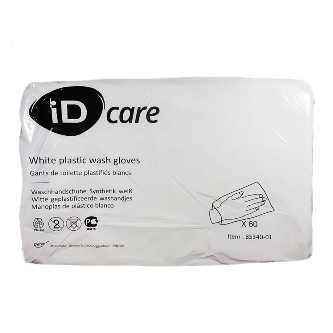 [GTONTEX] Gant de Toilette Plastifié Blanc/Bleu Serenity Care Sachet de 60