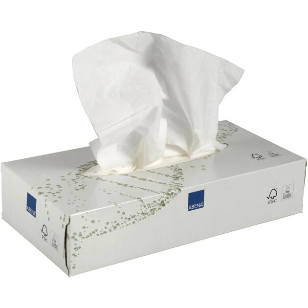 Mouchoirs Blanc 100% Pure Ouate de Cellulose ABENA Boîte de 100