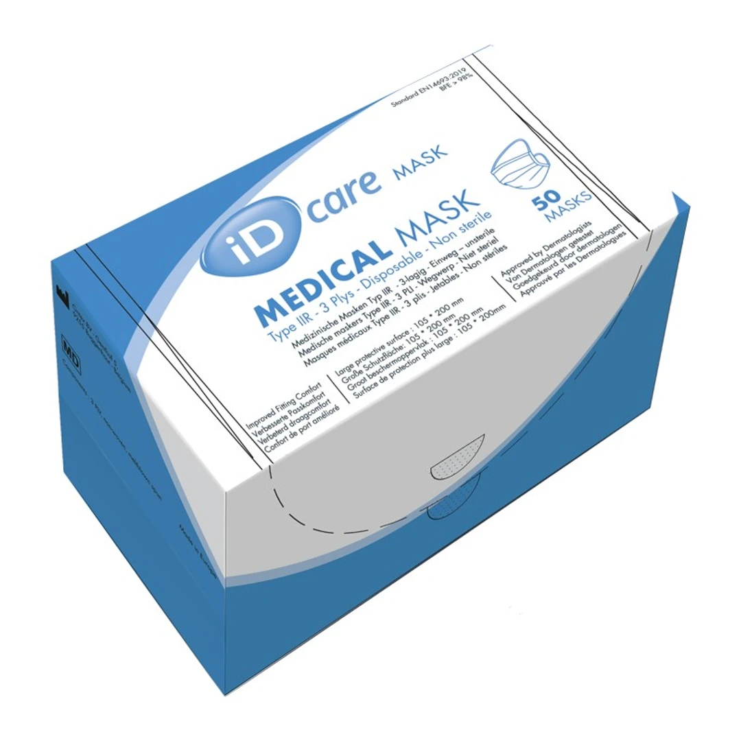 [MIDCARE] Masques Chirurgicaux 3 Plis Tour de Tête Id Care Boite de 50