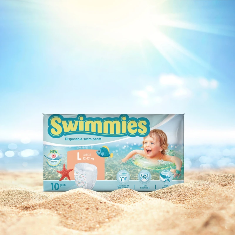 Couches Bébé Piscine Swimmies Large 12-17Kg Sachet de 10