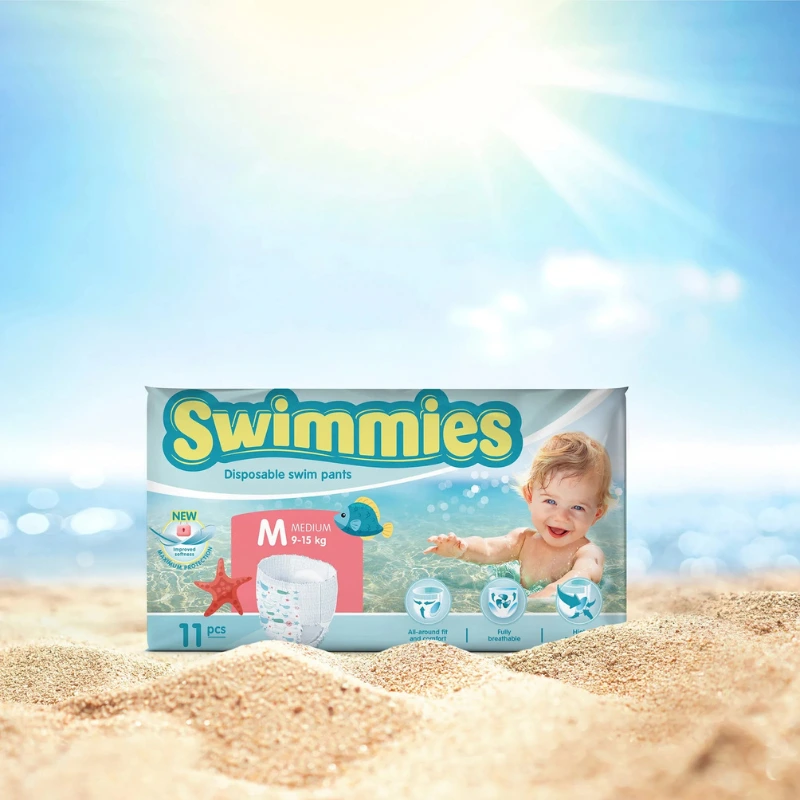 [SWIMMIESM] Couches Bébé Piscine Swimmies Médium 9-15Kg Sachet de 11