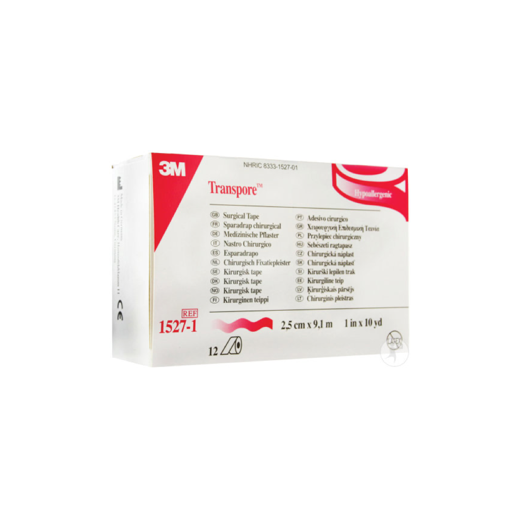[T3M2.5CMX9.1M] Sparadrap Transpore 2.5cmx9.1m 3M Boite de 12
