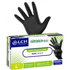 Gant d'Examen Nitrile Sans Poudre Noir Nitriskin Boite de 100