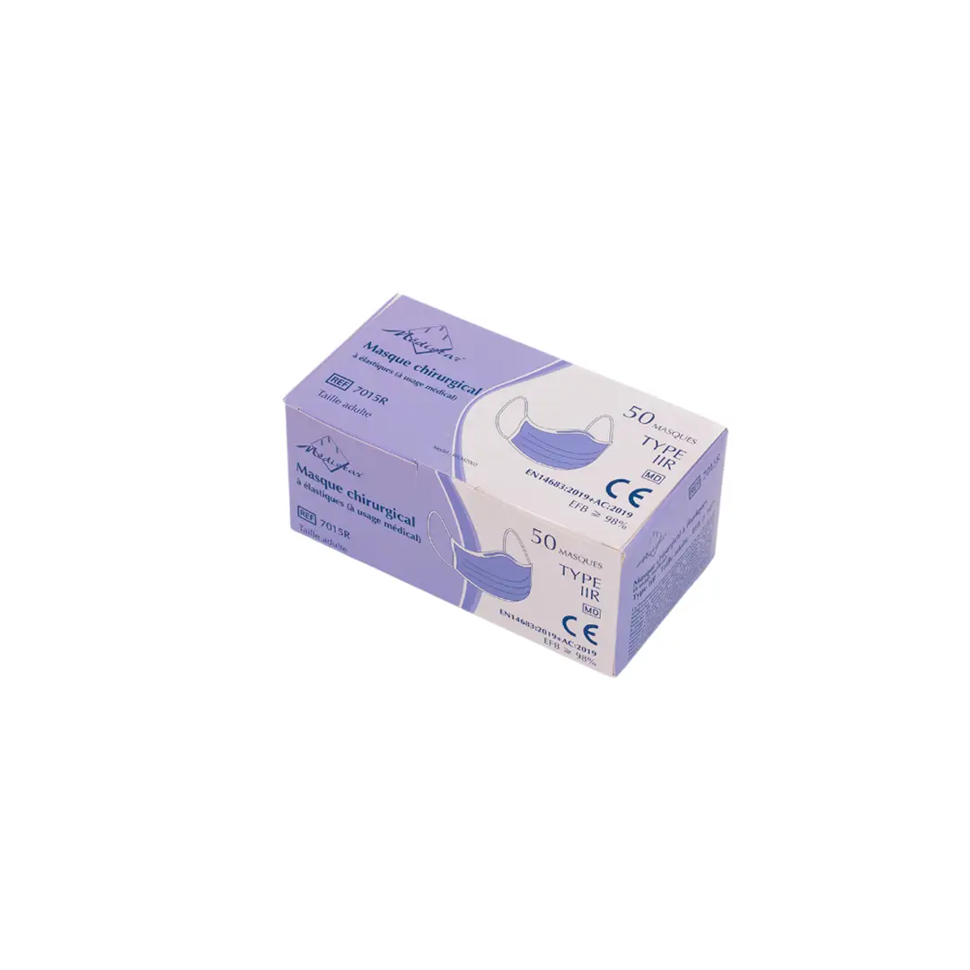 [MCMEDISTAR-01] Masques Chirurgicaux Bleu Adulte à Elastique IIR Medistar Boite de 50