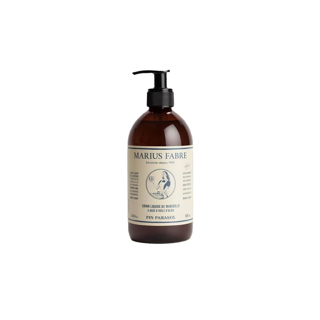 [SLMFHE500-01] Savon de Marseille Liquide Aux Huiles Essentielles Marius Fabre Flacon-pompe 500ml (Pin Parasol)