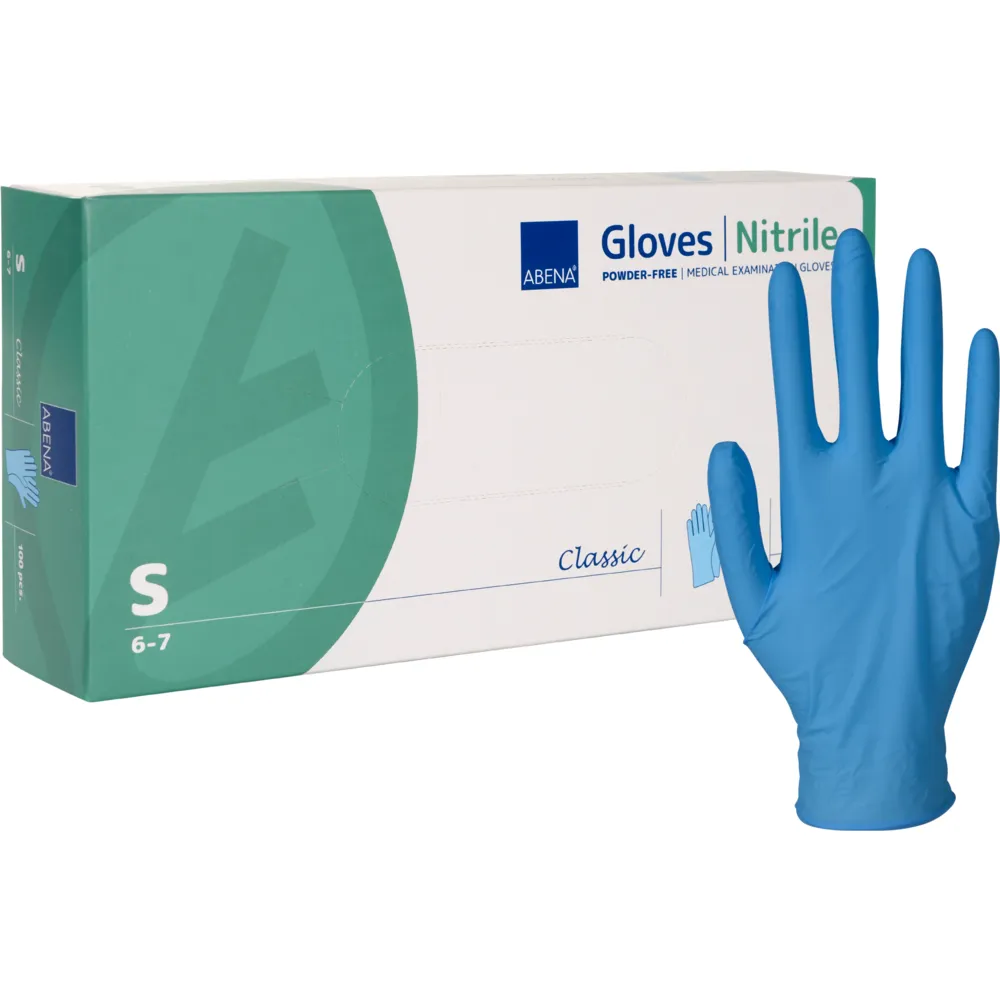 Gant d'examen nitrile bleu sans poudre ABENA boite de 100