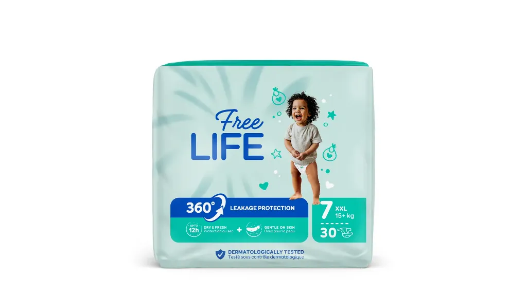 Couche Bébé Freelife 360° N°7 XXL 15+kg Sachet de 30 couches
