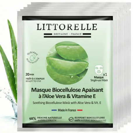 Masque Visage en tissu Apaisant à l'Aloe Véra Littorelle L'unité
