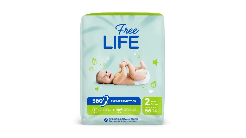 Couche Bébé Freelife 360° N°2 Mini 3-6kg Sachet de 56 couches